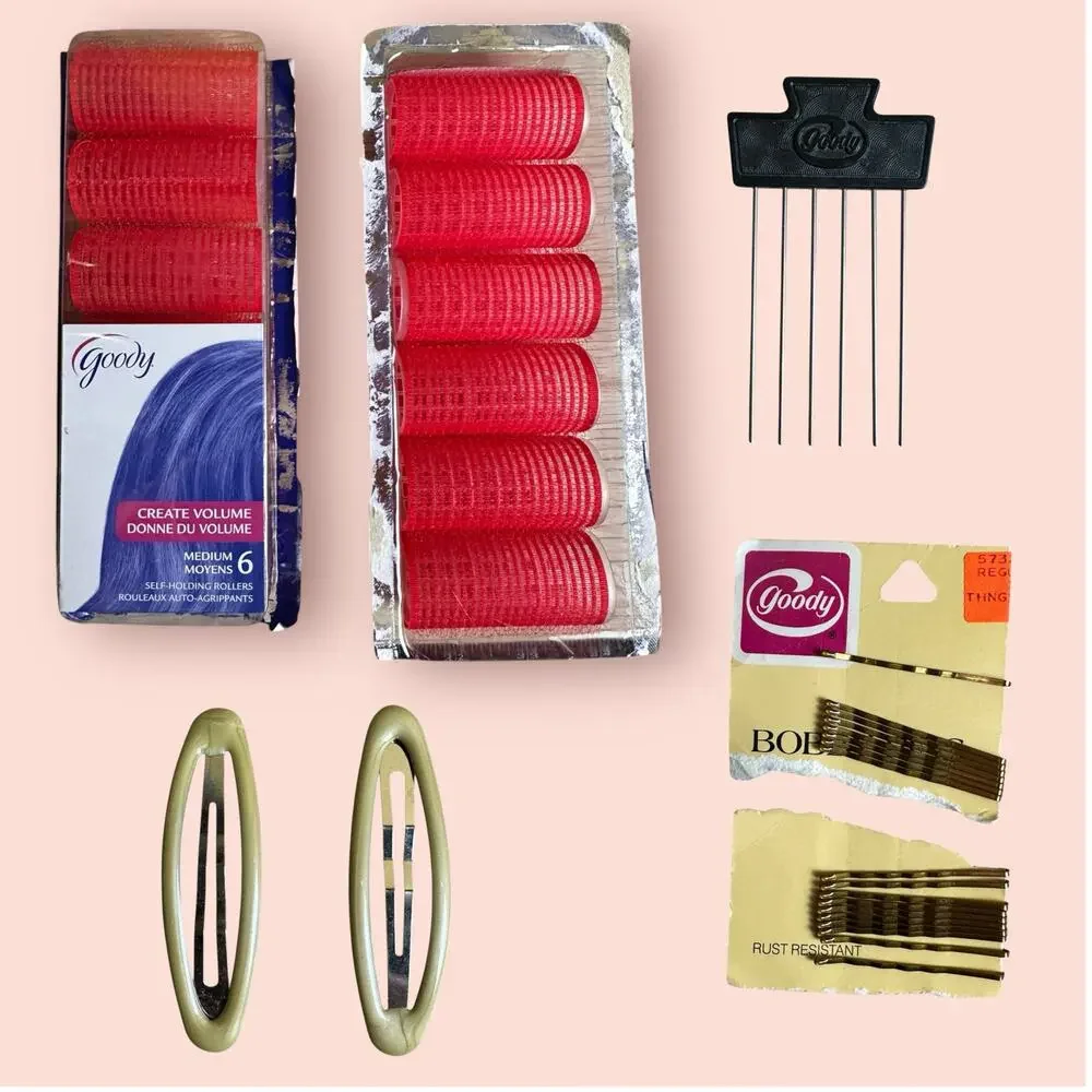 Vintage Goody Hair Bundle Rollers Pick Barette Clips Bobby Pins